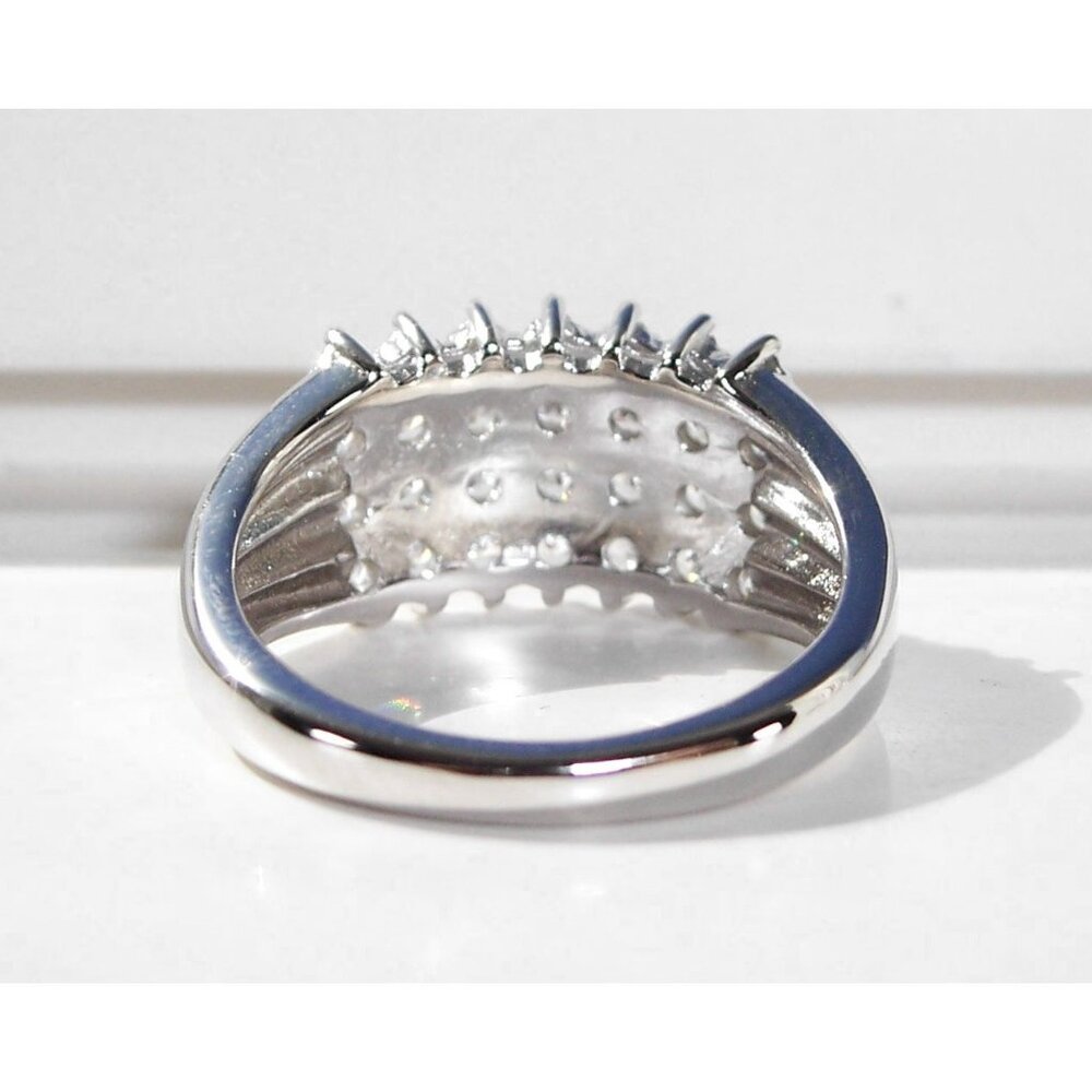 4 Row Pave Ring Cubic Zirconia 925 Sterling Silver Women's - Picture 10 of 14